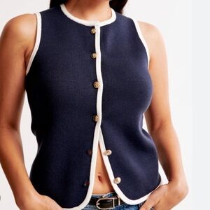 Abercrombie & Fitch Mara High-V LuxeLoft Sweater Vest in Dark Indigo